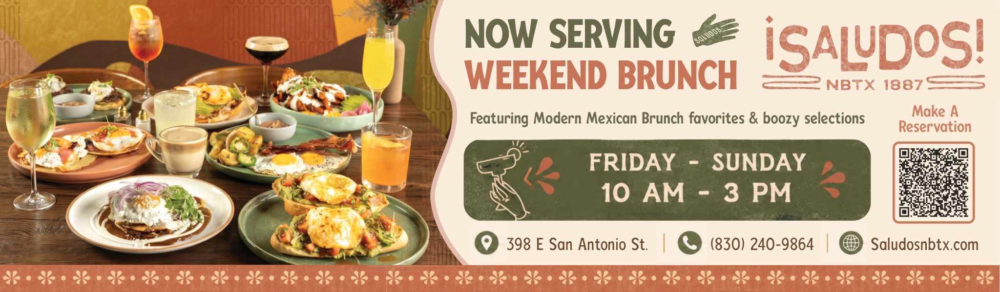 Saludos weekend brunch advertisement